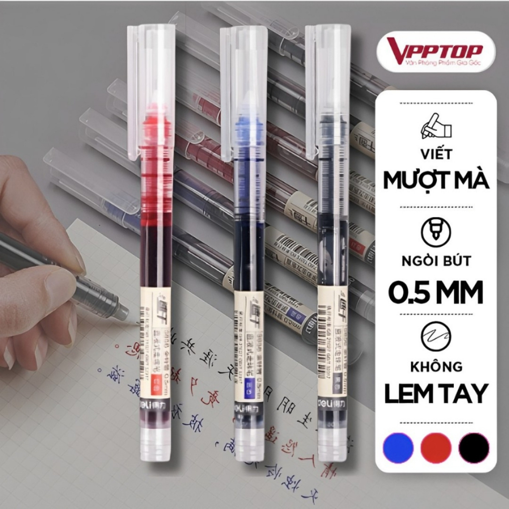 Bút bi ngòi 0.5mm đơn giản mực đều nét chữ đẹp không lem, Bút bi lâu hết mực mực gel khô nhanh BG05