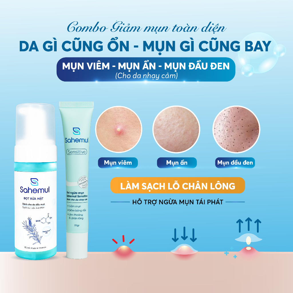 Review Combo Sahemul Giảm Mụn Sensitive & Bọt Rửa Mặt | Hiệu Quả Cho Da Dầu Mụn Nhạy Cảm