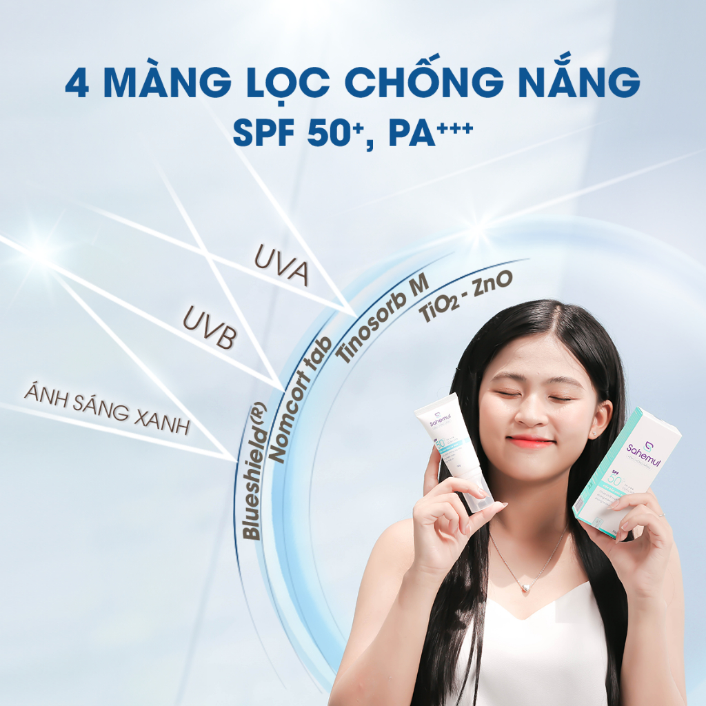 Ảnh Combo Kem Mụn Sahemul 20gr dùng cho mụn bọc, mụn viêm & Kem Chống Nắng Kiềm Dầu 50gr [TẶNG NTT 50ML] 3