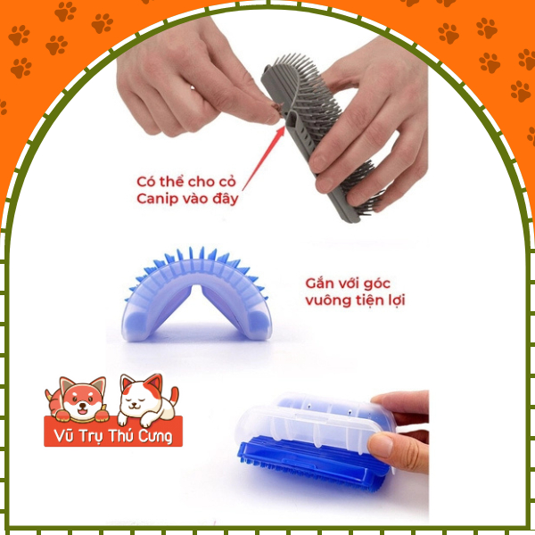 Đồ chơi Bàn chải Massage gắn tường cho Mèo, kèm cỏ mèo thư giãn