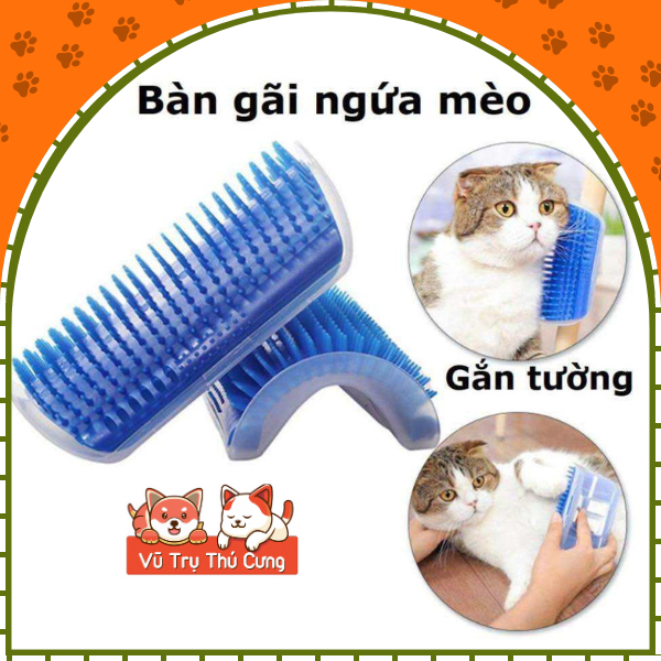 Đồ chơi Bàn chải Massage gắn tường cho Mèo, kèm cỏ mèo thư giãn