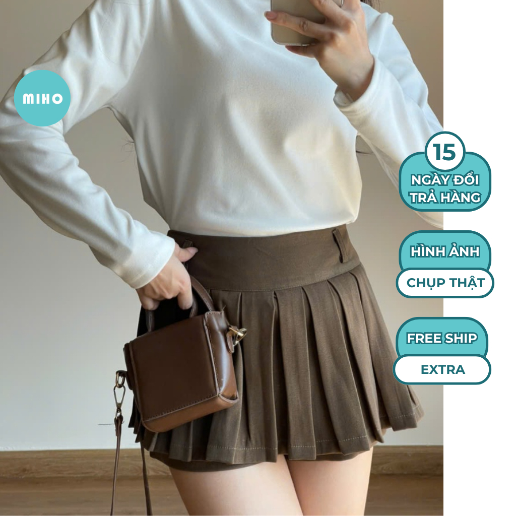 Quần giả váy xếp ly cạp cao chất dạ mềm Miho House Shopee Việt Nam