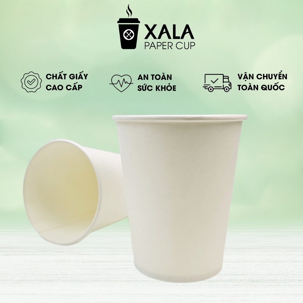 500 cốc giấy dùng 1 lần màu trắng 9oz - 270ml, Ly giấy uống nước dùng cho bữa tiệc liên hoan