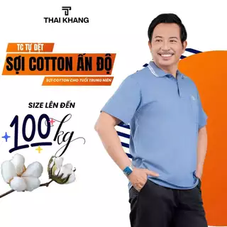 Áo thun nam trung niên Thái Khang form rộng vải coton mềm có cổ có túi ATHUN12