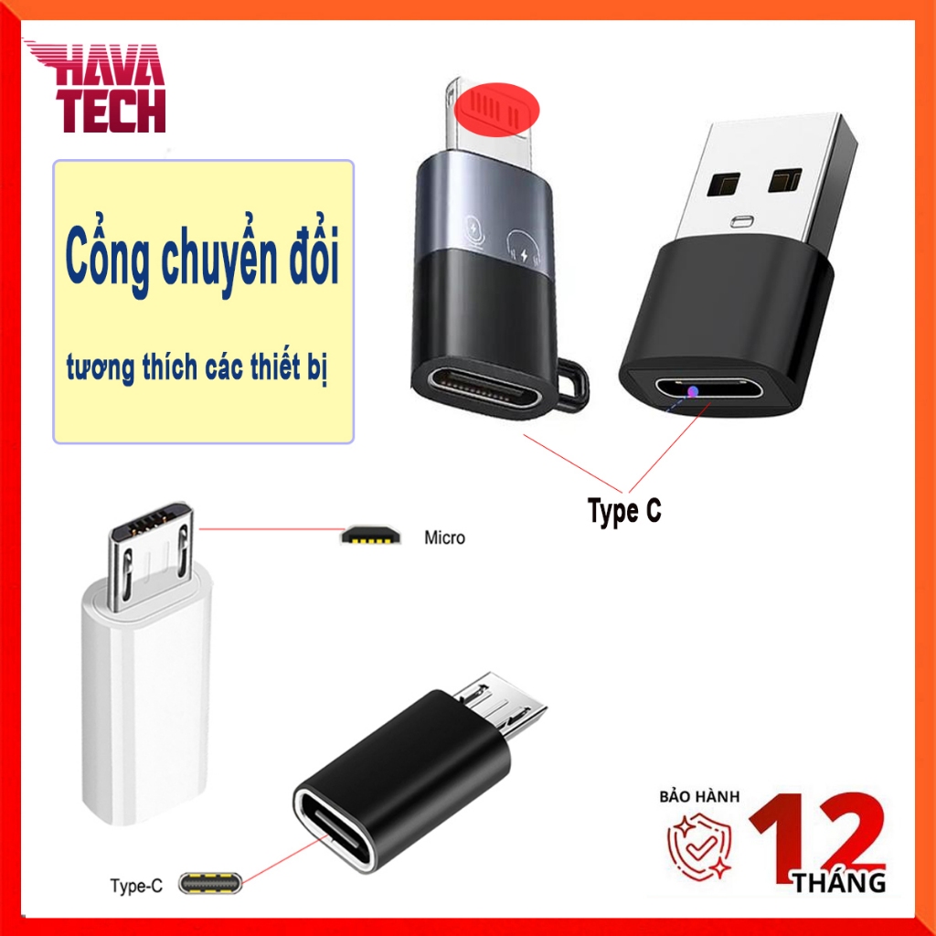 Cổng chuyển đổi type C, táo, usb, cổng micro usb chuyển đổi tương thích ...