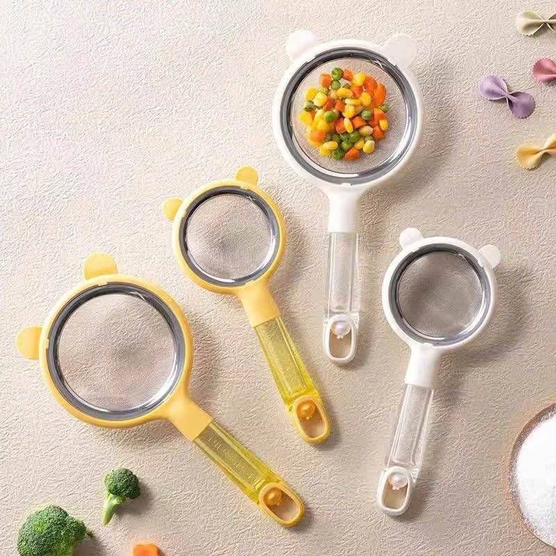 Ảnh Rây Lọc Cháo inox Tai Gấu Xinh Xắn Dụng Cụ Rây Cháo và Đồ Ăn Siêu Mịn Cho Bé Ăn Dặm 12cm 2
