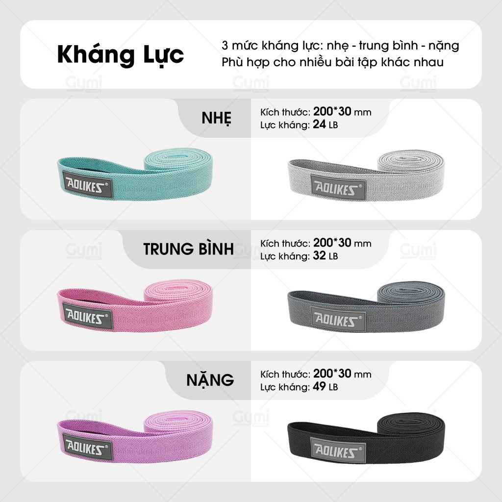 Dây PowerBand Aolikes 3607 Đa Năng, Đàn Hồi Hỗ Trợ Tập Luyện - Dây Kháng Lực Tập Toàn Thân - AL3607