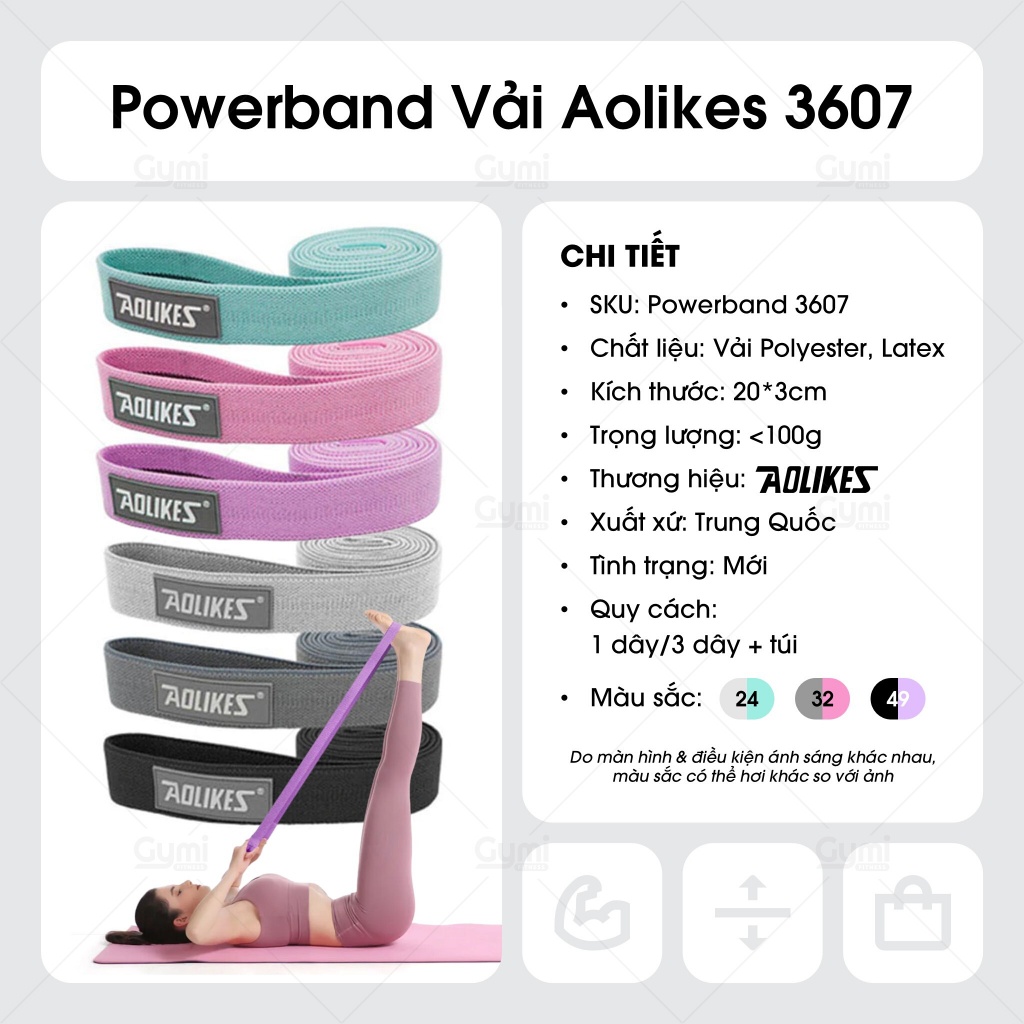 Dây PowerBand Aolikes 3607 Đa Năng, Đàn Hồi Hỗ Trợ Tập Luyện - Dây Kháng Lực Tập Toàn Thân - AL3607