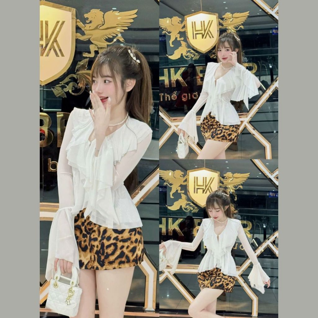 Áo thun lưới tay dài Sicily tay loe cổ bèo sang chảnh ATL1006