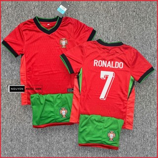 Quần Áo Bóng Đá Trẻ em, Áo Đá Banh Cho Bé CLB MU Sân Khách Ronaldo 2023/24