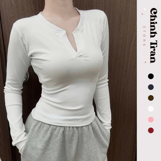 Áo Thun Nữ Cổ Trụ Dài Tay Ôm Body Chất Thun Tăm Basic Nhiều Màu - Chinh Trần Store