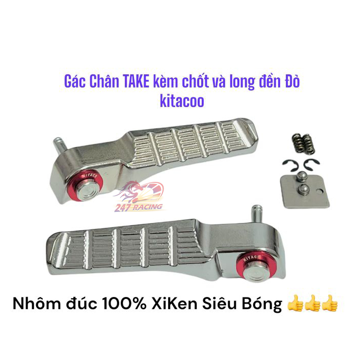 Gác chân ĐÚC Gcraft tặng kèm long đền kitaco đỏ và chốt gác chân INOX gắn xe máy Siêu Rẻ Đẹp