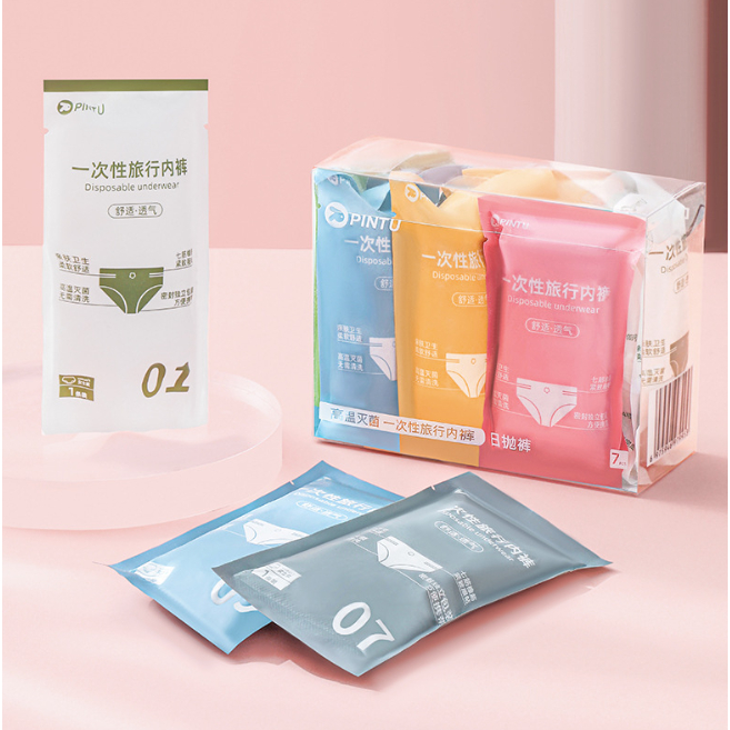 Quần lót giấy Nữ, quần chip giấy cotton dùng 1 lần, đáy 2 lớp, dùng khi đi du lịch dã ngoại, mẹ bầu đi sinh