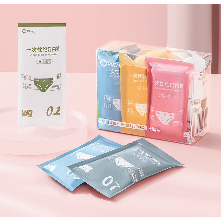 Quần lót giấy Nữ, quần chip giấy cotton dùng 1 lần, đáy 2 lớp, dùng khi đi du lịch dã ngoại, mẹ bầu đi sinh