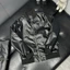 Áo khoác da bomber jacket nam Philipp Plein thêu logo sắt ngực phối bo ống chun dệt chữ boy phố