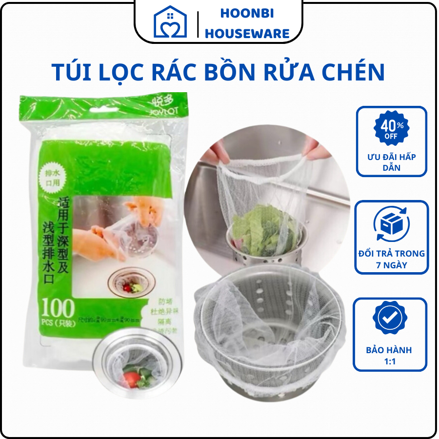 Túi lọc rác bồn rửa chén có bo chun, túi lưới rác chống ngặt bồn rửa ...