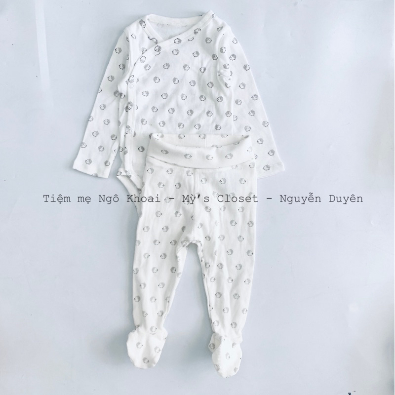 [MD152] Set bộ body chip cài chéo kèm quần liền tất chất liệu organic cho bé