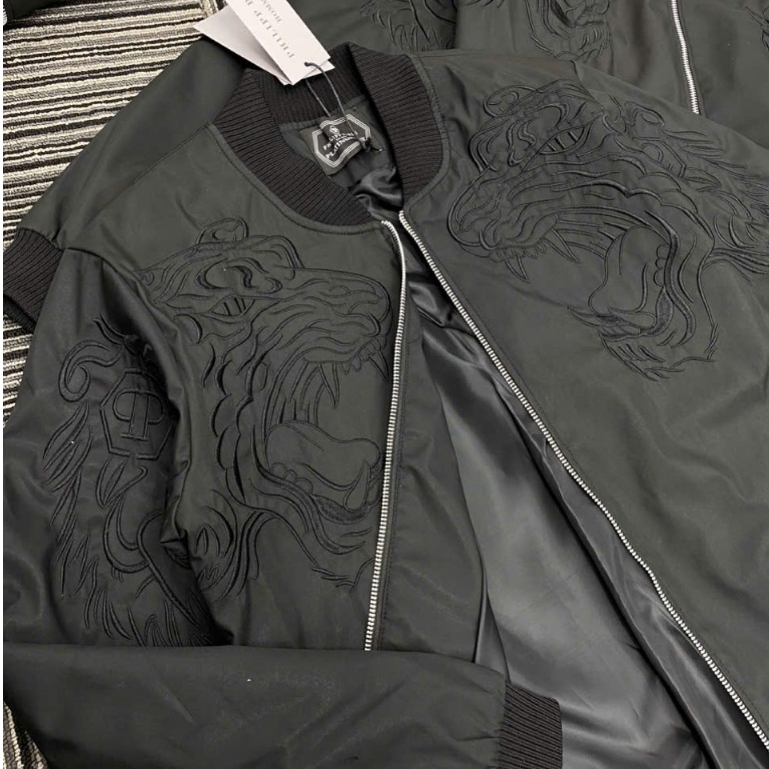 Áo Khoác Philipp Plein Thêu Hổ Chất Gió Hàng Quảng Châu 2 Lớp - Áo Khoác Bomber Nam Nữ Philipp Plein Phong Cách Phố Trẻ
