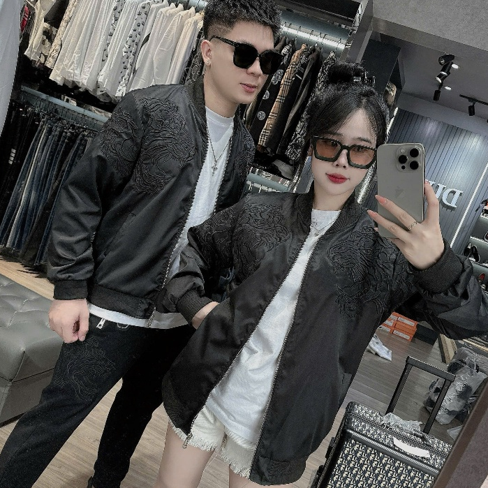Áo Khoác Philipp Plein Thêu Hổ Chất Gió Hàng Quảng Châu 2 Lớp - Áo Khoác Bomber Nam Nữ Philipp Plein Phong Cách Phố Trẻ