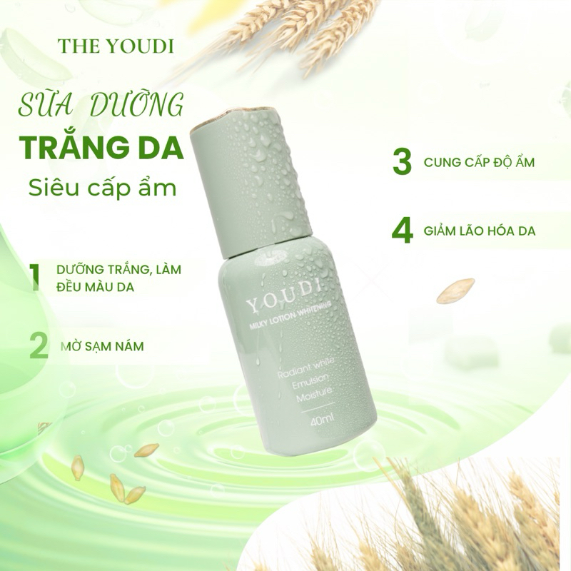 YOUDI Sữa Dưỡng Trắng Da Giữ Ẩm Mềm Mịn , Cải Thiện Độ Đàn Hồi  Cho Da 40ml