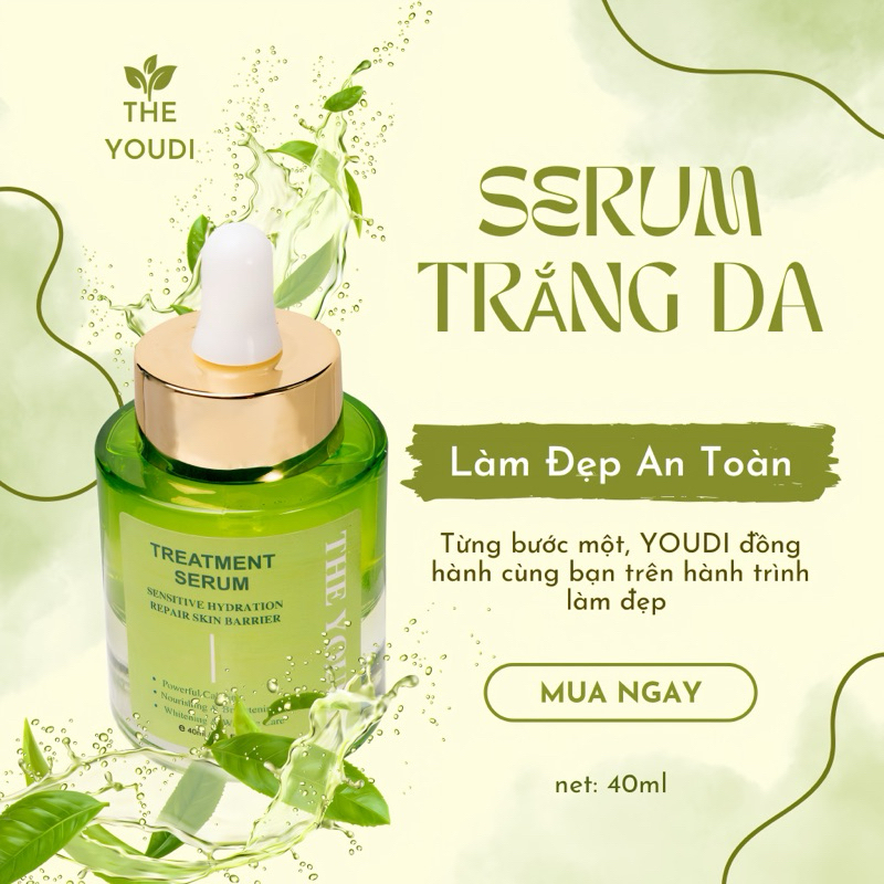 YOUDI Serum Dưỡng Trắng Mờ  Sạm Gấp Đôi Niacinamide B3 + Alpha Arbutin + Vitamin C Dưỡng Ẩm  40ml