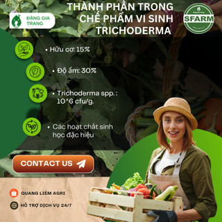 Chế Phẩm Vi Sinh TRICHODERMA SFARM, Nấm đối kháng Trichoderma Plus Humic - Gói 1KG ú phân chuồng rác