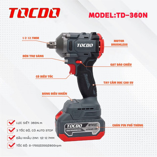 máy siết bulong tocdo cao cấp trọn bộ 2 pin 1 sạc mở ốc oto 7 chỗ ốc 21