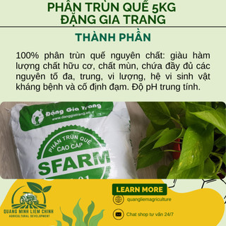 Phân Trùn Quế - Phân Bón Hữu Cơ SFARM PB01 Bọc 5KG Đặng Gia Trang - Đã Xử Lý, An Toàn, Dinh Dưỡng