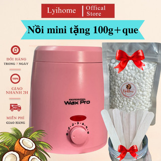 COMBO NỒI MINI+100G Sáp wax lông nóng sữa dừa cao cấp lyihome, sáp bám lông tốt dẻo và có mùi thơm