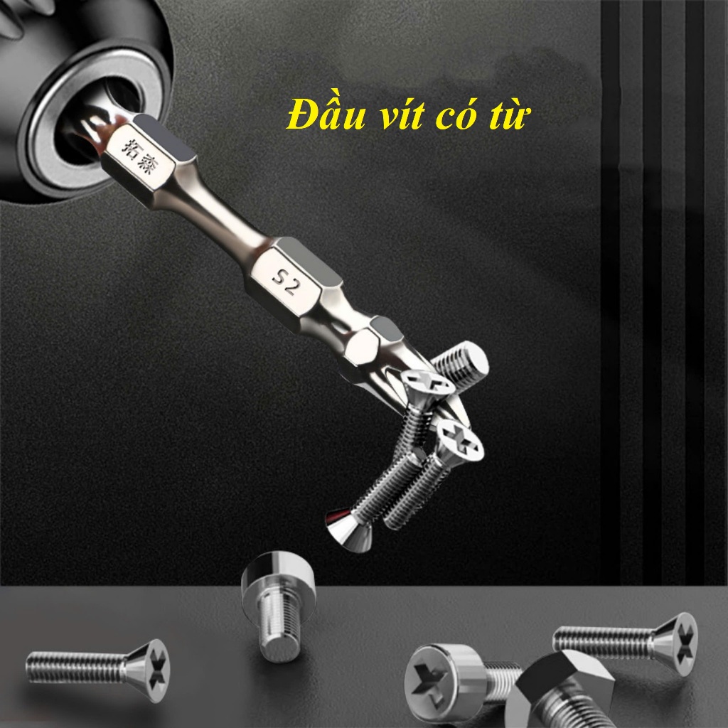 Mũi Vít PH2 Tuosen Siêu Bền , Mũi Bắt Vít 2 Đầu 4 Cạnh Bake Nam Châm Từ Siêu Cứng, Chống Gỉ, Chống Tòe, Độ Bền Cao