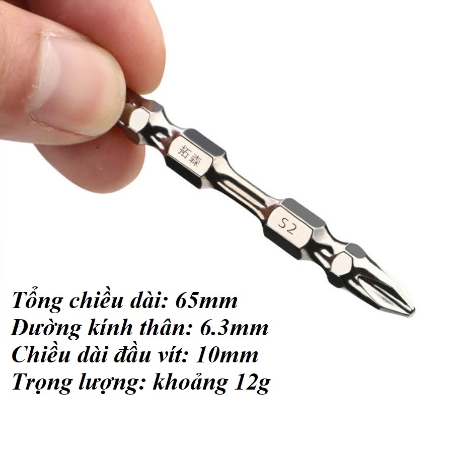 Mũi Vít PH2 Tuosen Siêu Bền , Mũi Bắt Vít 2 Đầu 4 Cạnh Bake Nam Châm Từ Siêu Cứng, Chống Gỉ, Chống Tòe, Độ Bền Cao