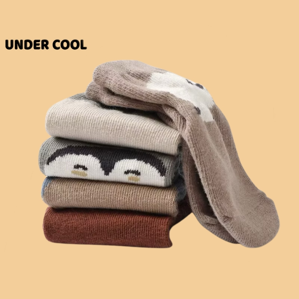 Set 5 Đôi Tất Vớ Trẻ Sơ Sinh UNDERCOOL Hình Thú Động Vật Cotton Cho Bé Trai Bé Gái Đi Cực Yêu TC73