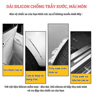 Dải silicon chống va chạm, chống trầy xước cho ô tô(cửa xe, bệ cửa, cản trước sau) khổ lớn 5 7 10 cm