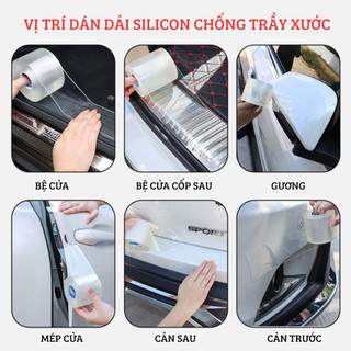 Dải silicon chống va chạm, chống trầy xước cho ô tô(cửa xe, bệ cửa, cản trước sau) khổ lớn 5 7 10 cm