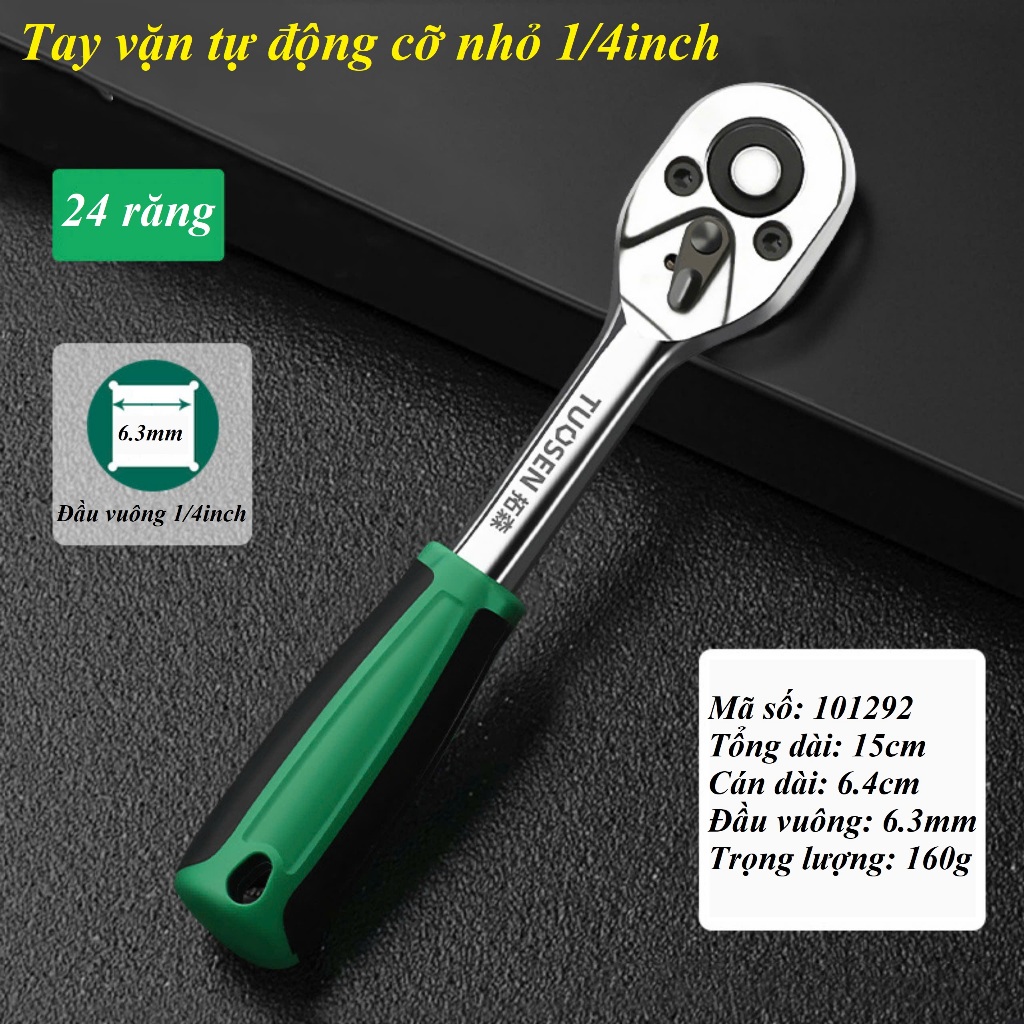 Tay Vặn Khẩu Đảo Chiều, Cần Xiết Lực Tự Động Tuosen Đầu 1/4 3/8 1/2inch