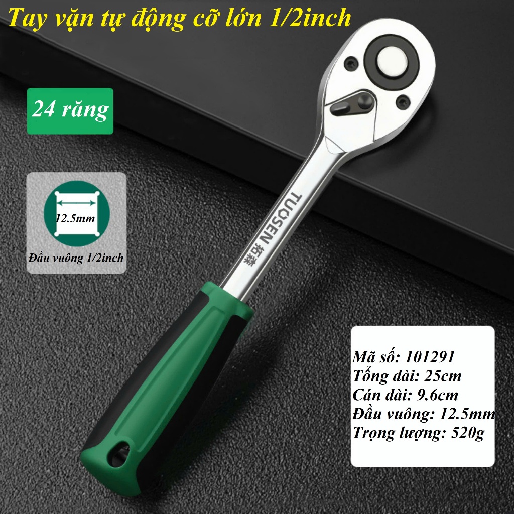 Tay Vặn Khẩu Đảo Chiều, Cần Xiết Lực Tự Động Tuosen Đầu 1/4 3/8 1/2inch