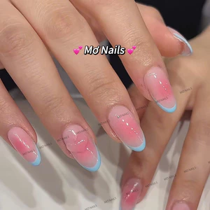 Nail Box Thiết Kế Ombre lòng đào viền móng xanh baby M97 Nhà Mơ Nails