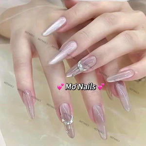 Nail Box Thiết kế mắt mèo Ánh Trăng Thạch Hồng Dây Bi Đá Sáng M98 Mơ Nail