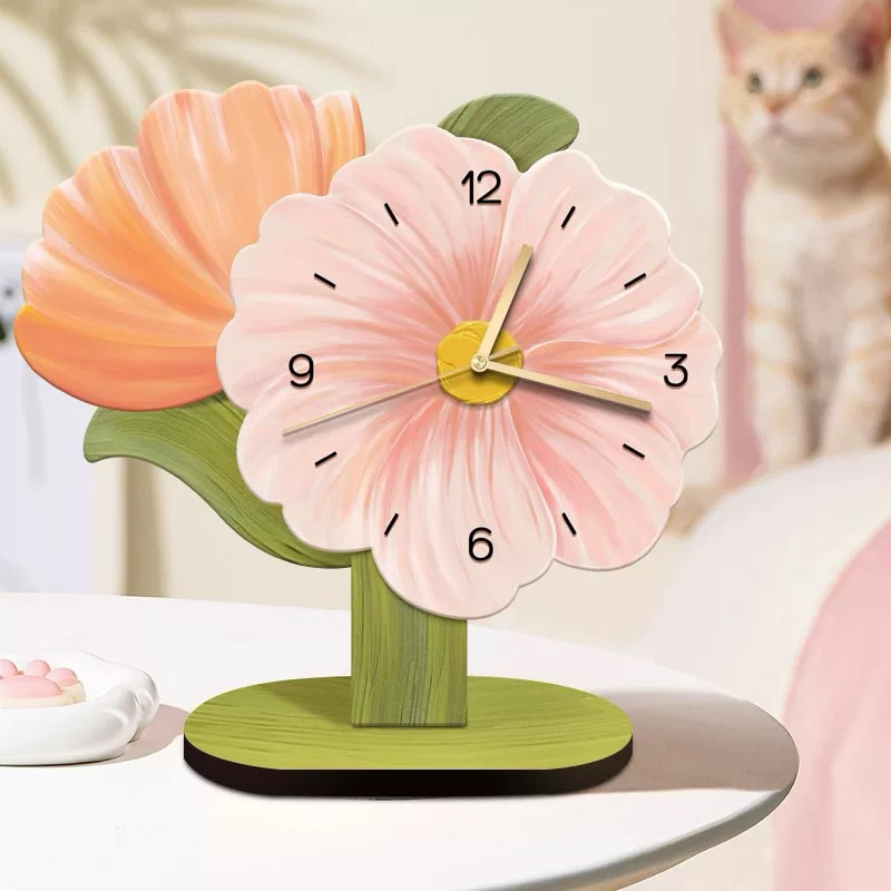 Đồng hồ hoa để bàn decor bàn học bàn làm việc