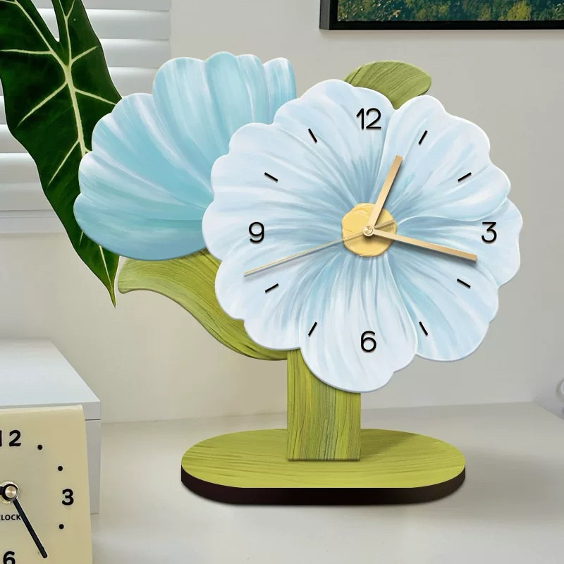 Đồng hồ hoa để bàn decor bàn học bàn làm việc