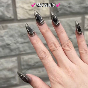 Nail Box Thiết Kế Thạch Đen Ombre Lòng Đào Tráng Gương Bạc M101 Nhà Mơ Nails