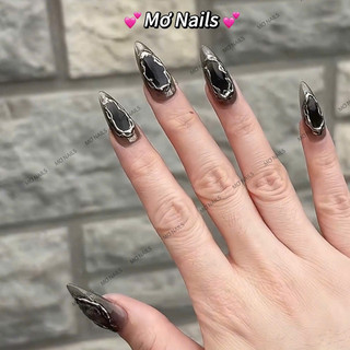 Nail Box Thiết Kế Thạch Đen Ombre Lòng Đào Tráng Gương Bạc M101 Nhà Mơ Nails