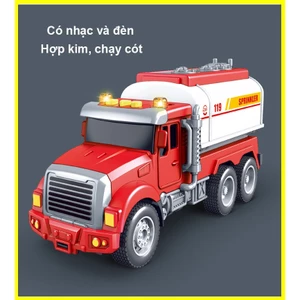 Đồ chơi mô hình xe cứu hỏa chở nước bằng hợp kim có nhạc và đèn, chạy cót, kích thước lớn