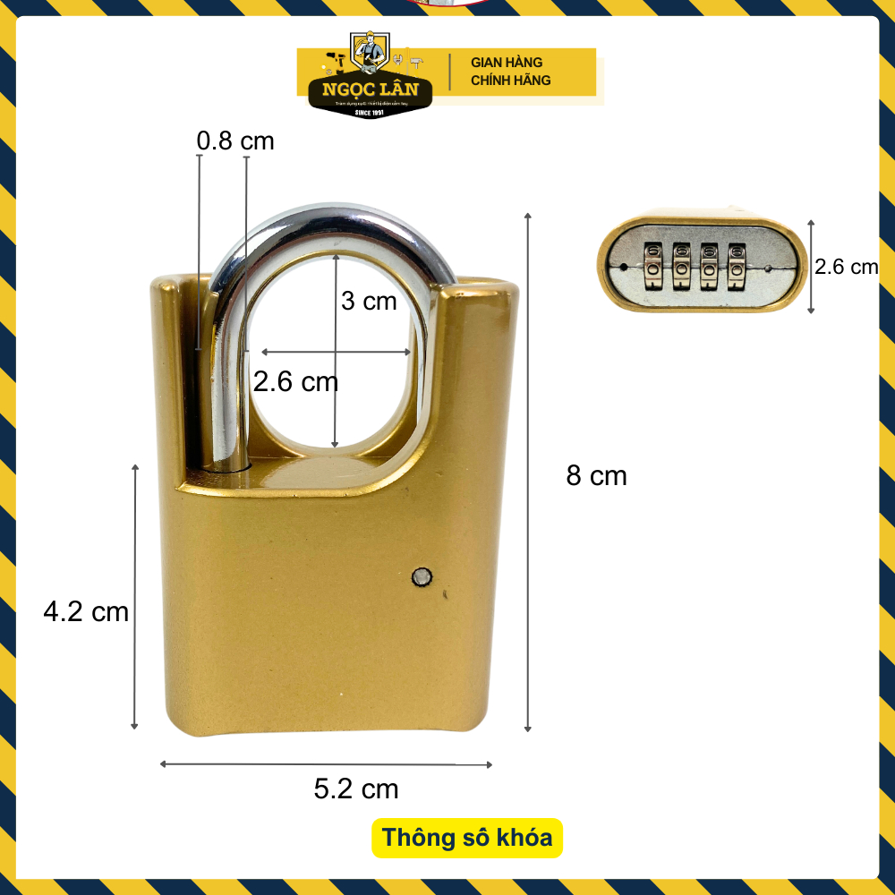 [Freeship] Khóa chống cắt 4 mã số, không dùng chìa, chống cắt, chông trộm, không gỉ 5 phân