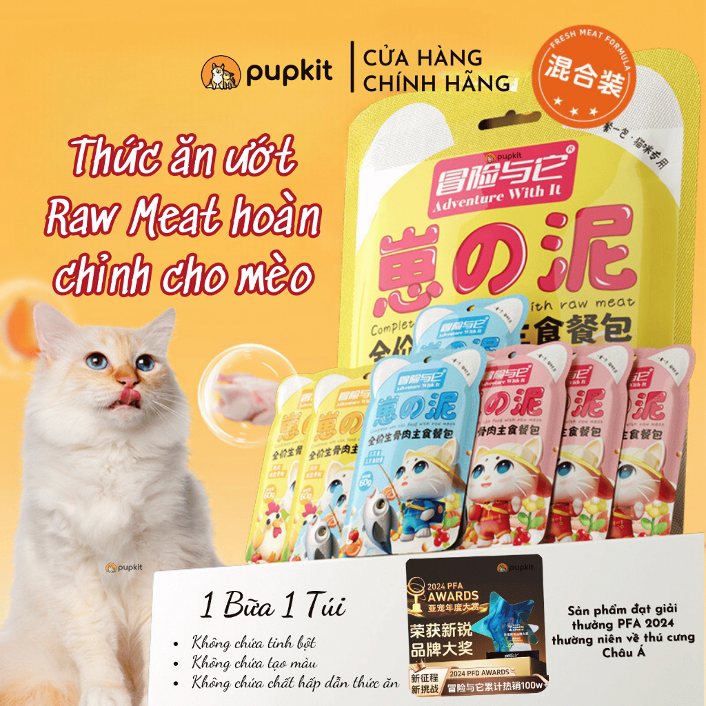 Pate Raw Meat Cho Mèo Thức ăn ướt thịt Xay Nhuyễn Adventure With it Gói ...