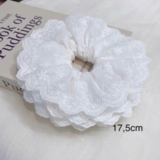 (Size to) Scrunchies Dây cột tóc Phối Ren Hàn Quốc nhiều lớp cỡ lớn tone màu đơn giản basic