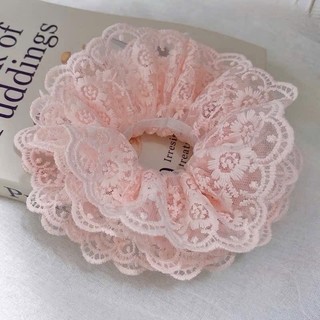 (Size to) Scrunchies Dây cột tóc Phối Ren Hàn Quốc nhiều lớp cỡ lớn tone màu đơn giản basic