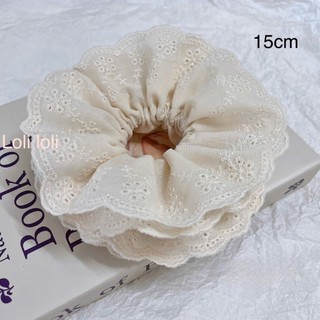 (Size to) Scrunchies Dây cột tóc Phối Ren Hàn Quốc nhiều lớp cỡ lớn tone màu đơn giản basic