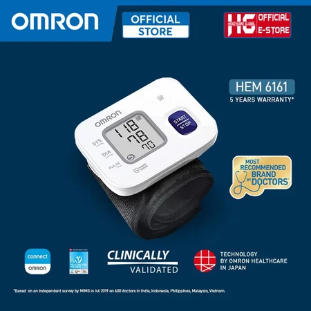 Máy Đo Huyết Áp Cổ Tay Omron HEM-6161 | Công Nghệ Đo Intellisense Mới Tự Động Hoàn Toàn , Cho Kết Quả Đo Chính Xác