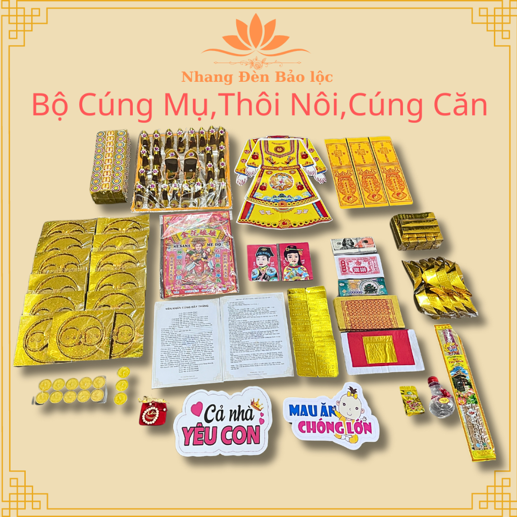 COMBO Đồ Cúng Mụ CHUẨN 2025 Hài Đẹp,Cúng Đầy Tháng,Thôi Nôi ,Cúng Căn, Bé Trai- Bé Gái Kèm Bài Khấn